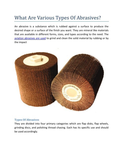 What Are Various Types Of Abrasives?