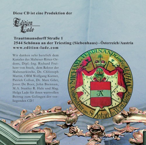 CD Booklet Orgeln in Wien - Malteserkirche Hl. Johannes der Täufer