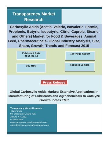 Carboxylic Acids Market - Global Industry Analysis and Forecast | 2023