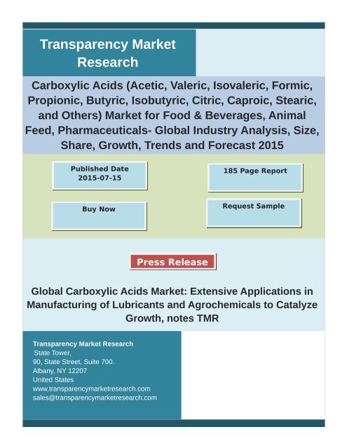 Carboxylic Acids Market - Global Industry Analysis and Forecast | 2023