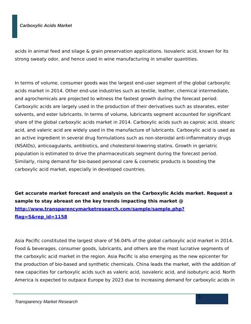 Carboxylic Acids Market - Global Industry Analysis and Forecast | 2023