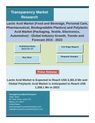 Lactic Acid Market by Regional Analysis, Key Players and Forecast 2023