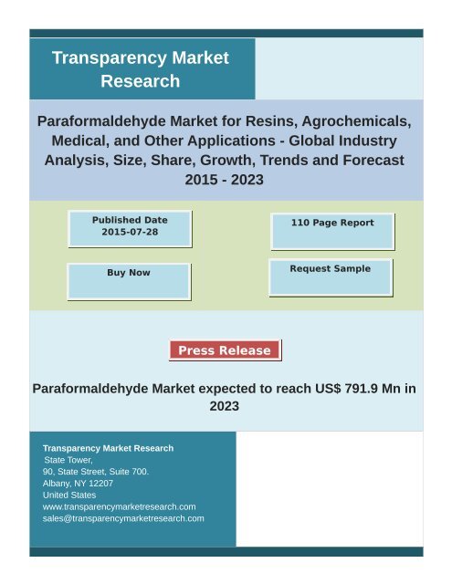 Paraformaldehyde Market : Growth, Demand, Supply, SWOT, Consumption, ROI to 2023