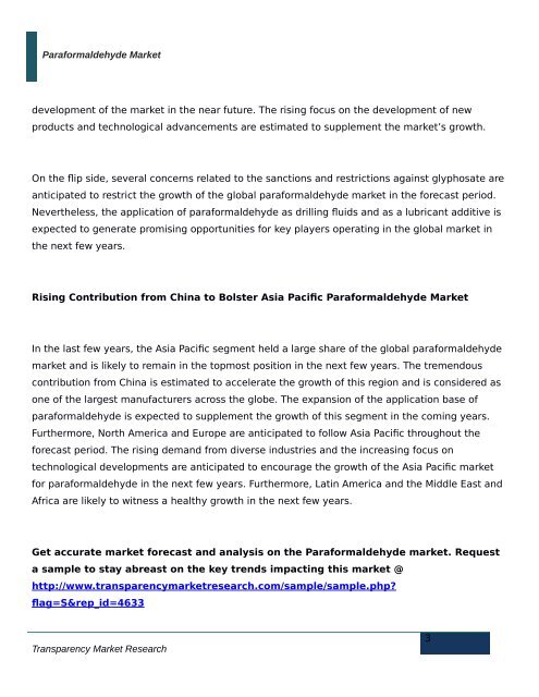 Paraformaldehyde Market : Growth, Demand, Supply, SWOT, Consumption, ROI to 2023