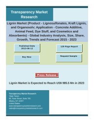 Lignin Market - Global Industry Analysis and Forecast | 2023