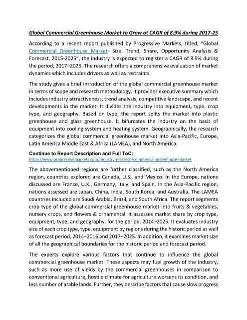 Global Commercial Greenhouse Market, Commercial Greenhouse Industry 2017