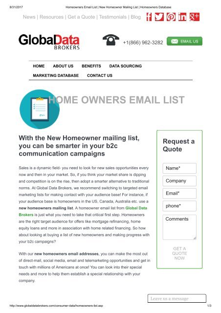Purchase Homeowners Email List