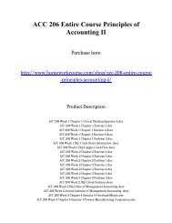 ACC 206 Entire Course Principles of Accounting II