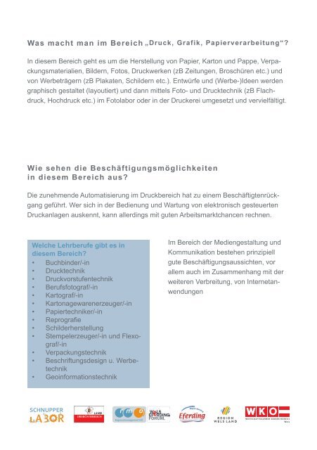 Berufsorientierungskarten - Mediengestaltung / Papier, Handel, Holzverarbeitung / -bearbeitung