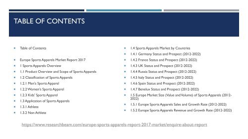 Europe Sports Apparels Market Report 2017