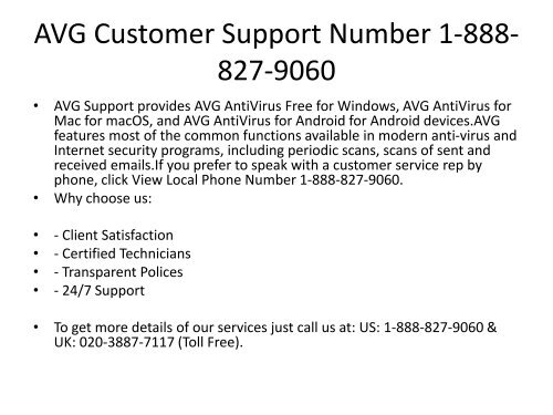 AVG Customer Support Number