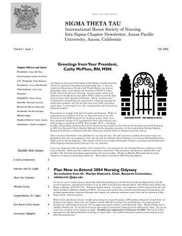 STTI Fall 2003 newsletter - Azusa Pacific University