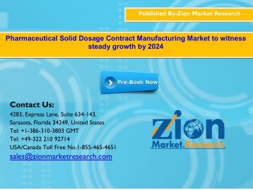 Global Pharmaceutical Solid Dosage Contract Manufacturing Market, 2016-2024