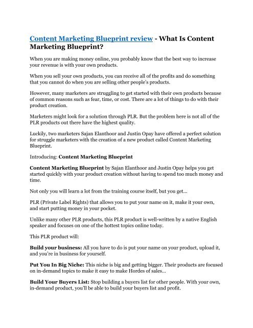 Content Marketing Blueprint review - Content Marketing Blueprint $27,300 bonus & discount