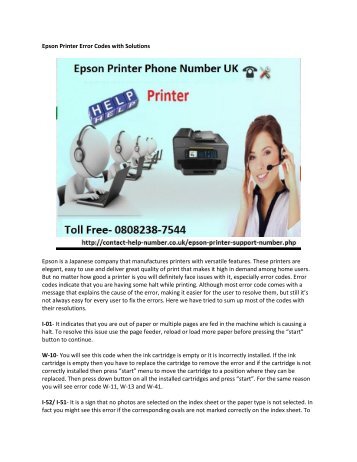 Epson Printer Error Codes with Solutions