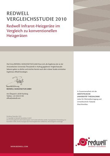 REDWELL VERGLEICHSSTUDIE 2010 - Infrarotheizung