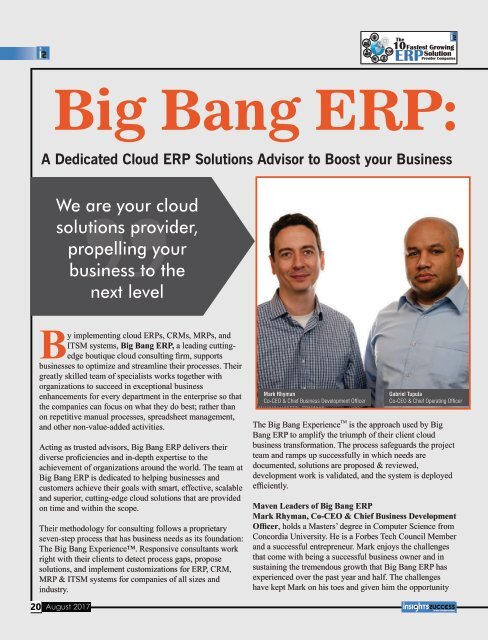 Insights Success  The 10 Fastest Growing ERP Solution Provider Companies 