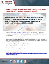 EMEA (Europe, Middle East and Africa) Load Bank Market Size, Share, Trends, Analysis and Forecast Report to 2022:Radiant Insights, Inc