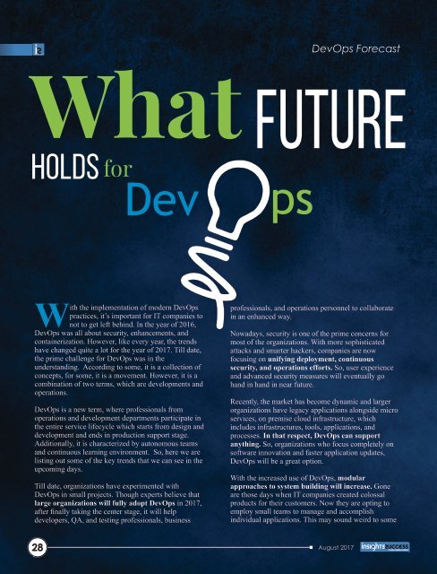 Insights Success  The 10 Fastest Growing DevOps Solution Providers