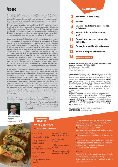 Magazine Avventista     Nº 11 - SETTEMBRE / OTTOBRE 2017