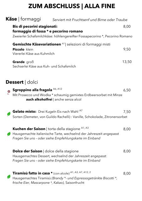 Speisekarte September 2017 - Hostaria Rò E Buni Bio-Ristorante München