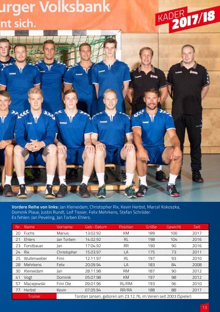 Hallenheft Handball Sport Verein Hamburg - Handball Hannover-Burgwedel Saison 2017/18