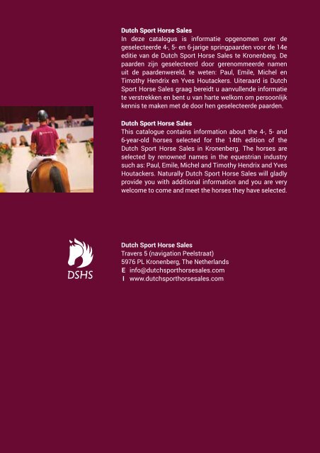 Dutch Sport Horse Sales catalogue 2017 - rob ehrens vervangen