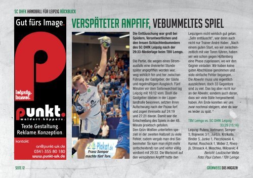 Grünweiss - das Magazin der SC DHfK Handballer SC DHfK vs. SG Flensburg-Handewitt