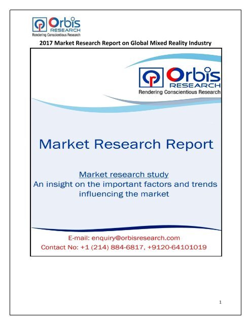 Latest News: 2017-2022 Mixed Reality Market Size and Trend Research Report