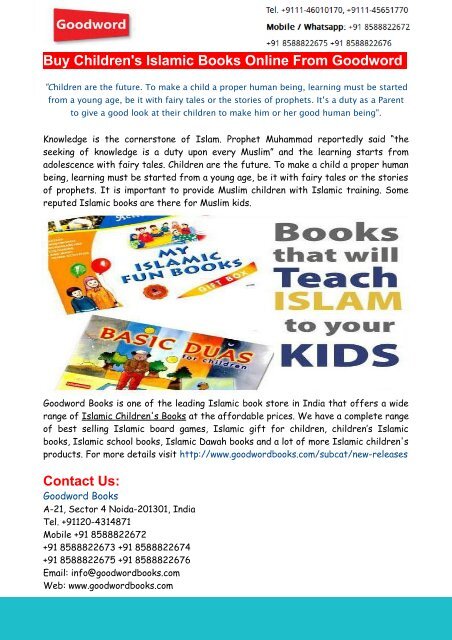 Buy Children&#039;s Islamic Books Online From Goodword Books