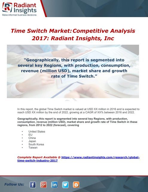 Global Time Switch Industry 2017 Market Research Report