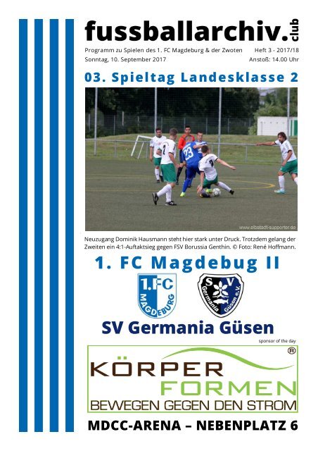 Programm 2017/18 LK 2 3. Spieltag 1. FC Magdeburg - SV Germania Güsen