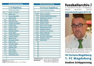 Programm 2017/18 FS-Spiel SV Fortuna Magdeburg - 1. FC Magdeburg