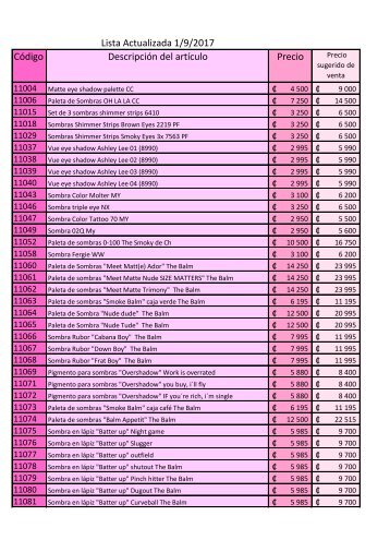 lista de precios