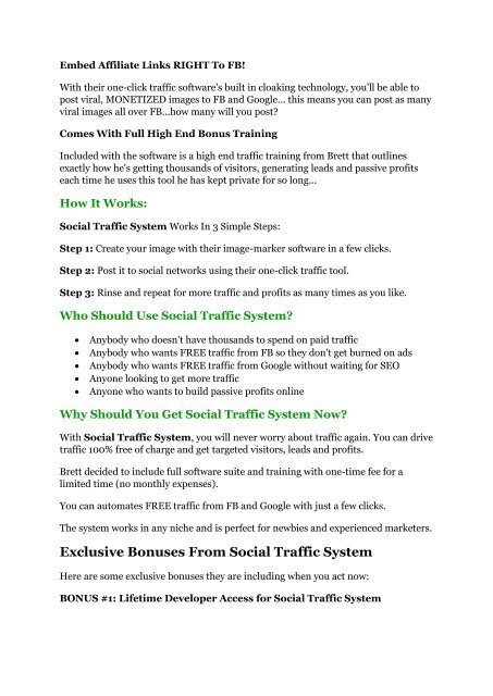 Social Traffic System review in detail and (FREE) $21400 bonus