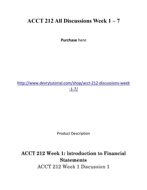 ACCT 212 All Discussions Week 1 - 7