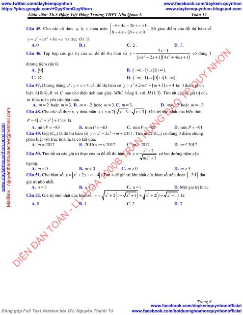 COMBO Bài tập trắc nghiệm nâng cao Toán 12 & Các dạng toán ứng dụng thực tế có đáp án và lời giải chi tiết St&Bs Đặng Việt Đông