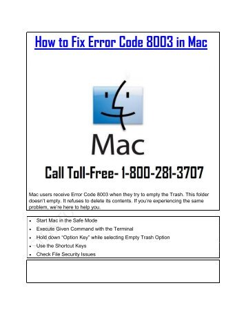 How to Fix Error Code 8003 in Mac