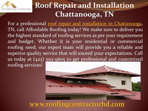 Roof Repair and Installation Chattanooga, TN