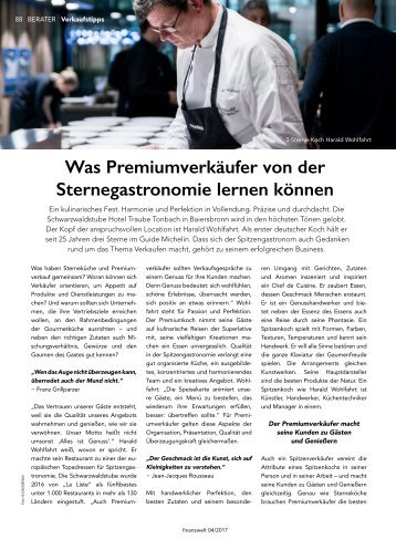 Was Premiumverkäufer von der Sternegastronomie lernen können