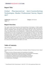 Global Pharmaceutical Anti-Counterfeiting Technologies Market Professional Survey Report 2017