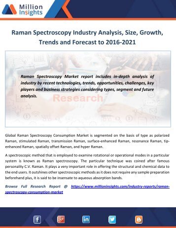 Raman Spectroscopy Industry Analysis, Size, Growth, Trends and Forecast to 2016-2021