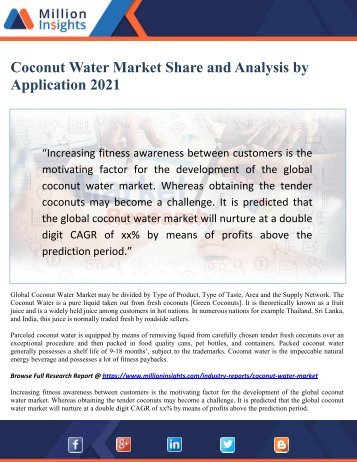 Coconut Water Market Share and Analysis by Application 2021