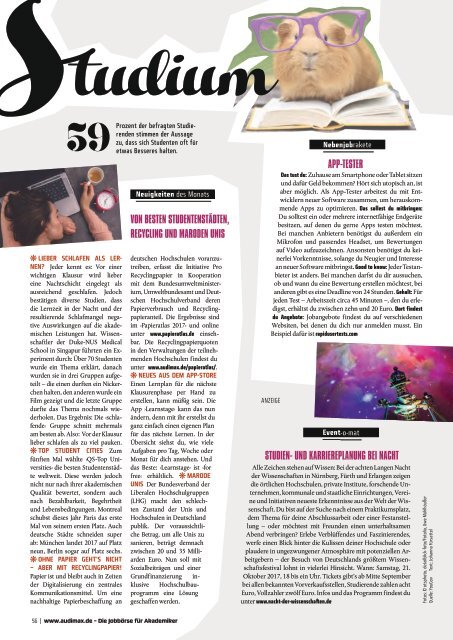 audimax WiWi 9/10.2017: Das Karrieremagazin für Wirtschaftswissenschaftler