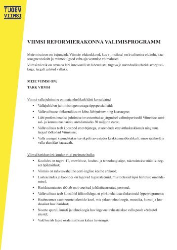 Viimsi Reformierakonna programm 