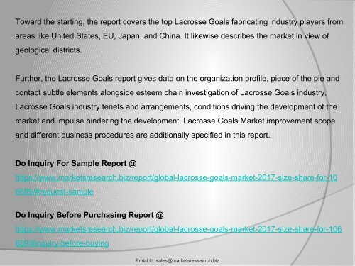 2017-2022 Global Lacrosse Goals Market: Size, Share, Forecast