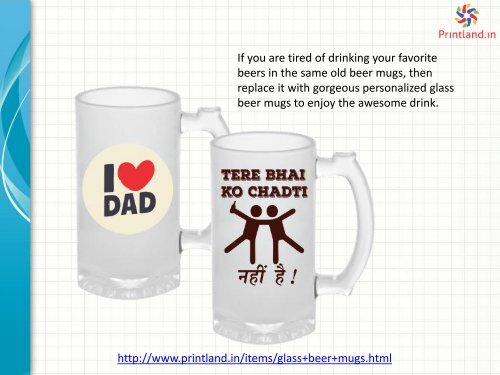 Buy Personalized or Customized Glass Beer Mugs Online in India at PrintLand