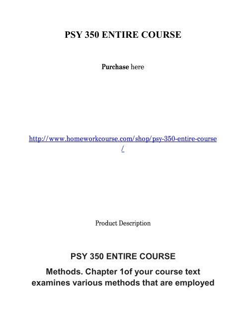 PSY 350 ENTIRE COURSE