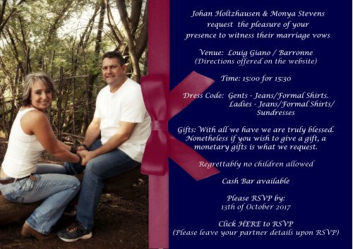 Monya &amp; Johan Wedding Invitation