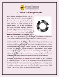 A Glance To Spring Washers